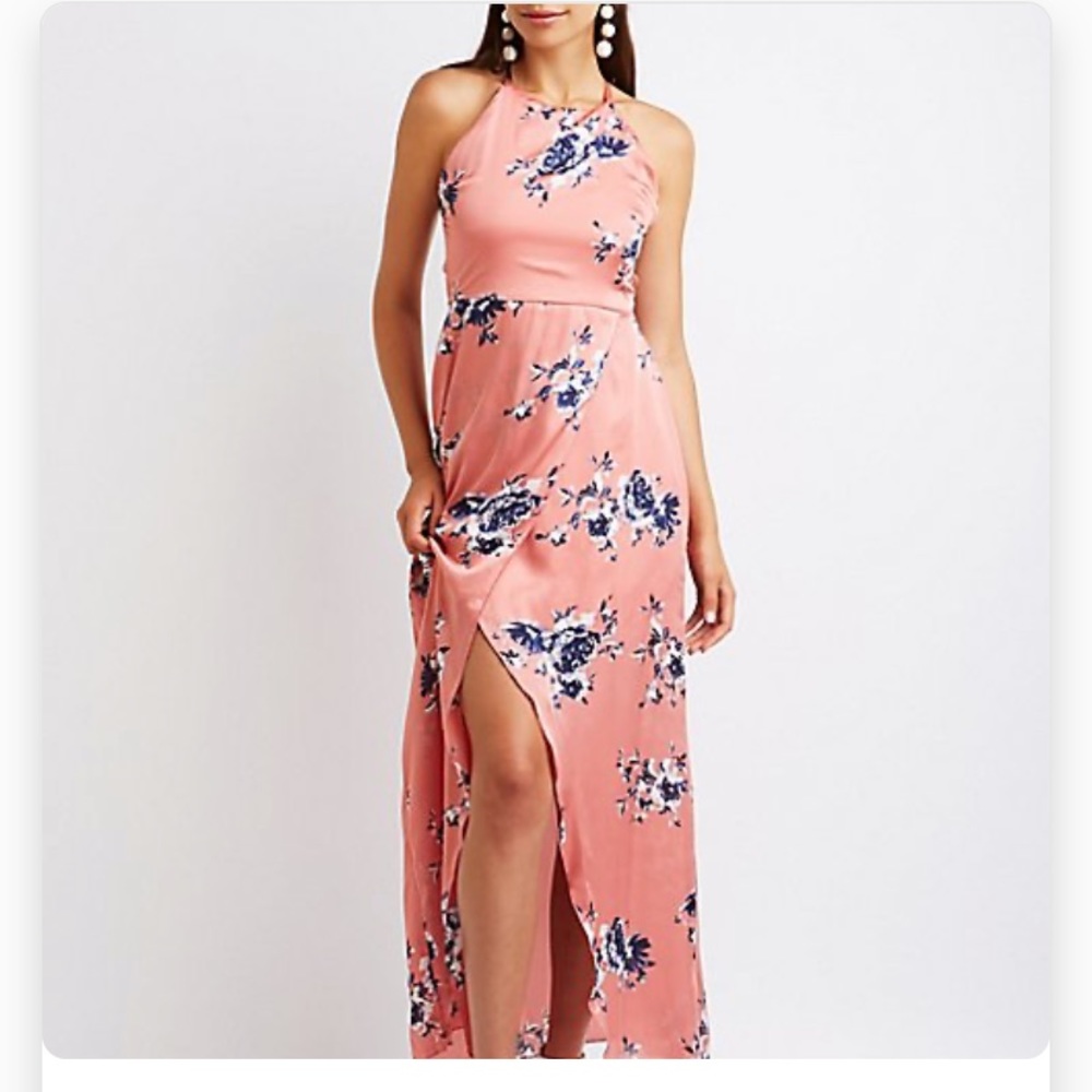 Charlotte Russe Halter Open Back Floral Wrap Dress